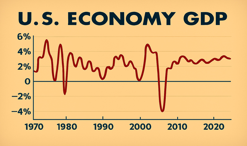 An image of graph showing US GDP change