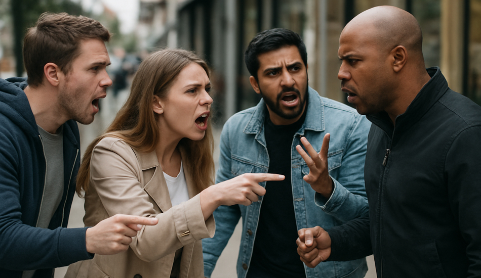 people arguing in the street
